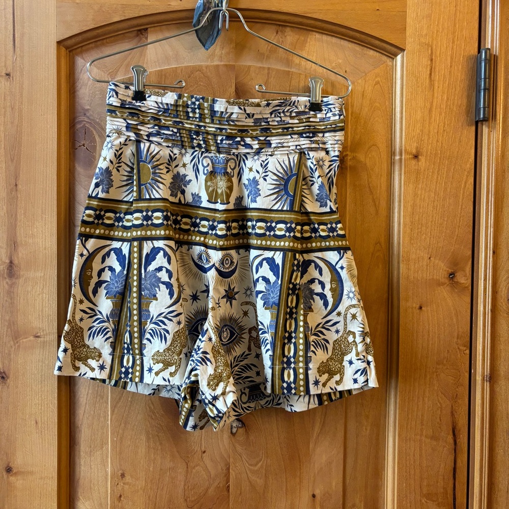 Eugenia Fernandez | Patterned Blue and Gold Women's Shorts | L